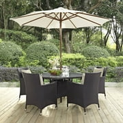 Modway Convene 7 Piece Outdoor Patio Dining Set in Espresso Beige