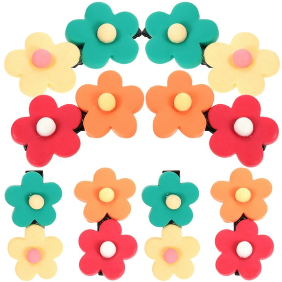LEORX 8Pcs Flower Billed Hair Clips No Crease Small Clips Assorted Color Lightweight