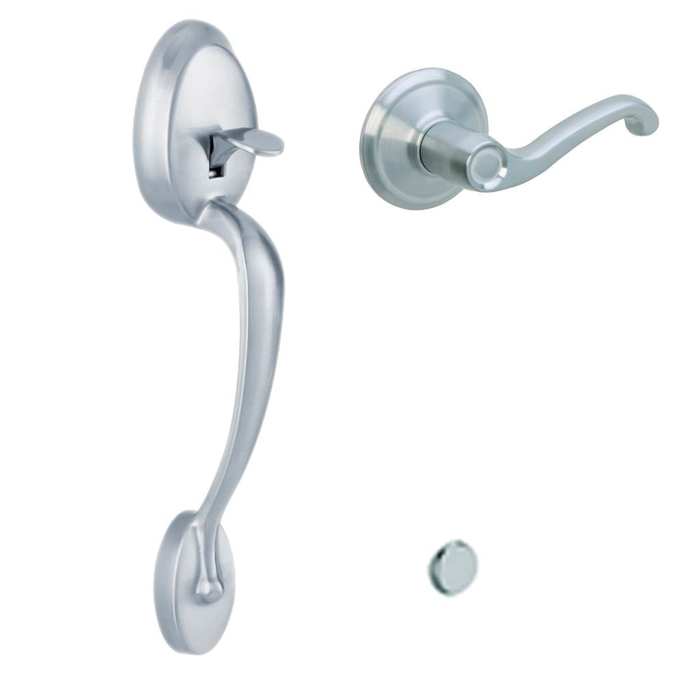 Plymouth Satin Chrome Left-Hand Handleset Less Deadbolt with Flair Interior Lever