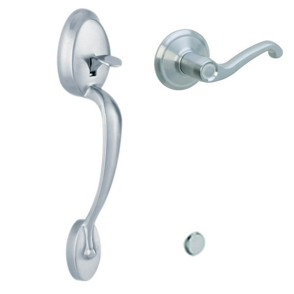 Plymouth Satin Chrome Left-Hand Handleset Less Deadbolt with Flair Interior Lever