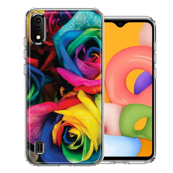 MUNDAZE For Samsung A01 Colorful Roses Design Double Layer Phone Case Cover