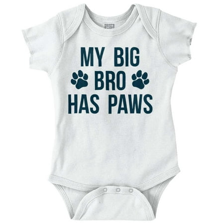 

Dogs Newborn Romper Bodysuit For Babies Big Bro Has Paws Dog Brother Pet Shower Gift
