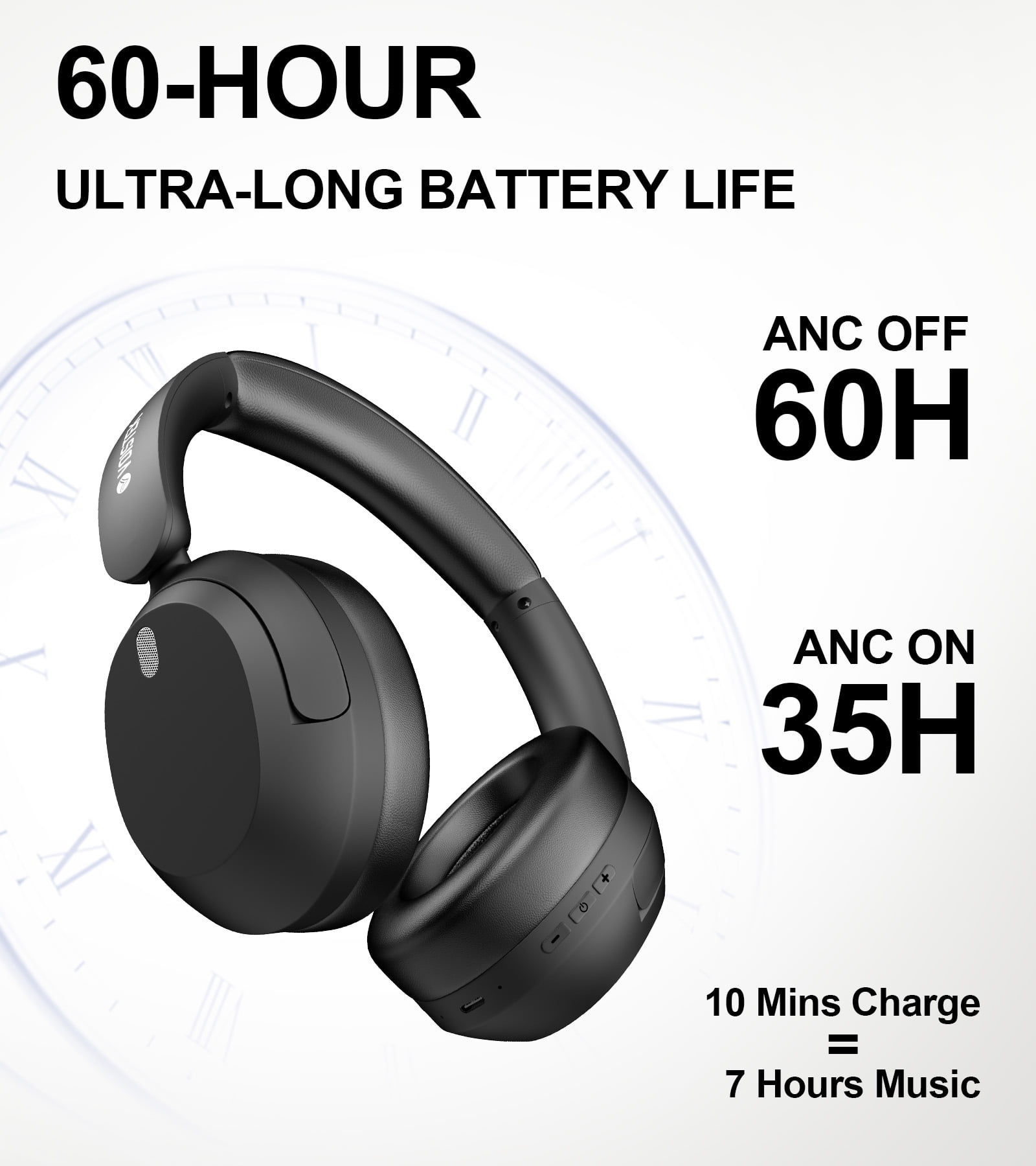 Voistek T30 ANC Wireless Headphones, 35H Battery, Bluetooth 5.3, Ambient Sound Mode for Work & Commuting
