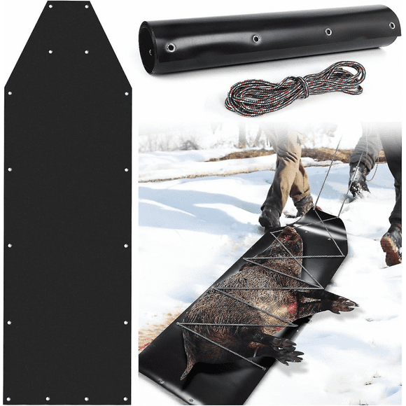Deer Drag Sled, Portable Ice Fishing Sled with Rope, Multi-Purpose Dog Sled Game Hauler Sled for Hunting, Fire Wood, Ice Fishing