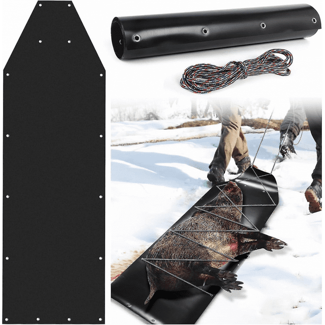 Deer Drag Sled, Portable Ice Fishing Sled with Rope, Multi-Purpose Dog Sled Game Hauler Sled for Hunting, Fire Wood, Ice Fishing