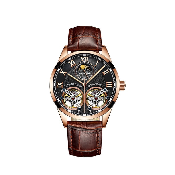 Reloj Mecánico Sonducket de acero inoxidable para hombre correa de cuero analógica