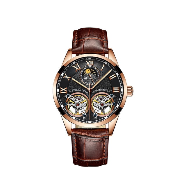 Reloj Mecánico Sonducket de acero inoxidable para hombre correa de cuero analógica