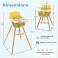 thumbnail image 3 of Babyjoy 3 in 1 Convertible Wooden High Chair Baby Toddler Highchair w/ Cushion Yellow, 3 of 8