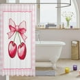 thumbnail image 3 of Cherry Bowknot Kids Shower Curtains,Geometric Plaids Grids Patchwork Fashion Bathroom Curtains for Girls Women,Bow Tie Princess Dreamy Pink Cute Waterproof Curtains,12 Hooks Suits,72"W x 72"L, 3 of 3