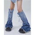thumbnail image 4 of Calentadores de piernas para mujer, calcetines de mezclilla estilo punk rock, estilo harajuku, ajustables, hasta la rodilla, estilo japonés, moda urbana, calentadores de piernas, 4 of 4