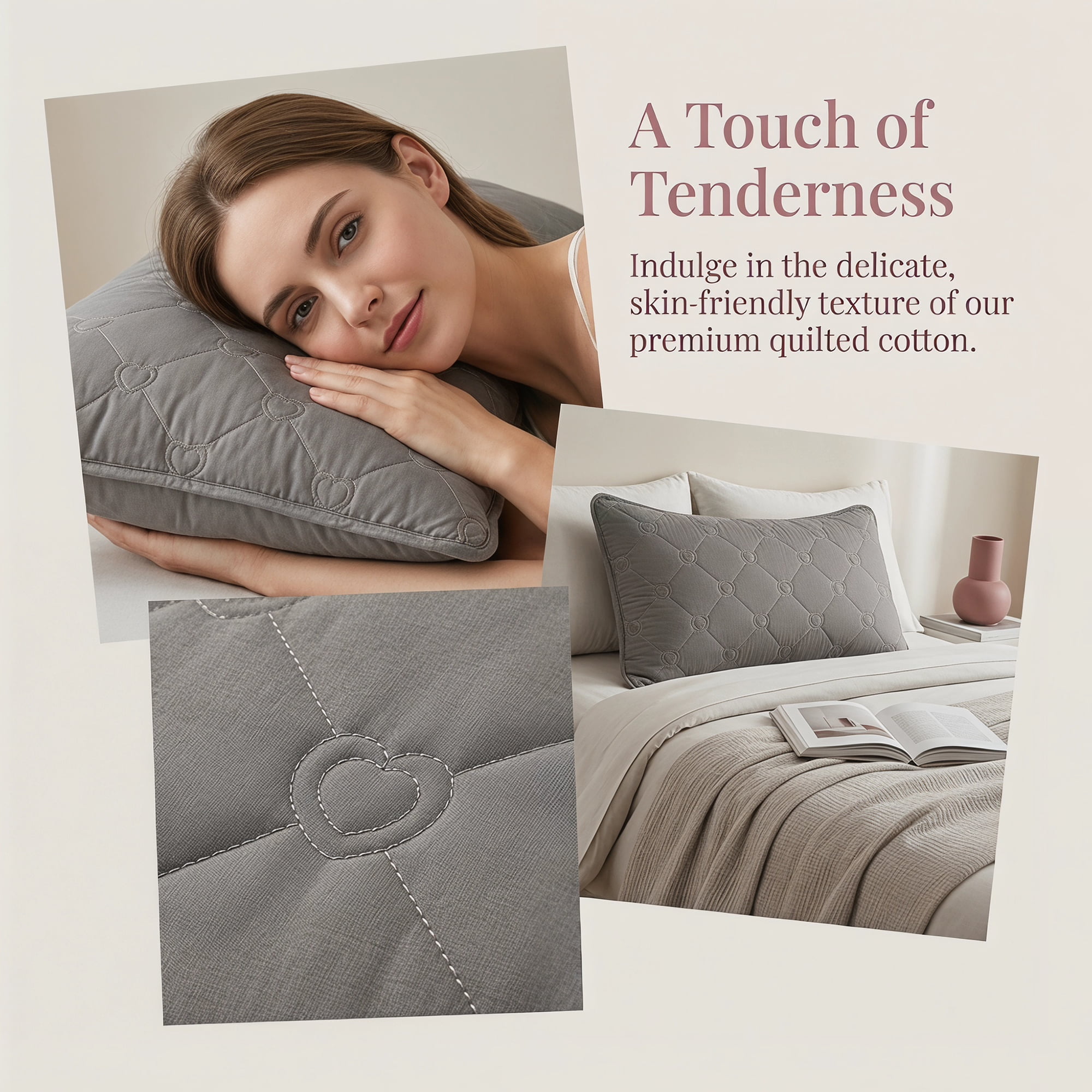 Unique Bargains 2-pcs Heart-shaped Polyester Comfortable Pillow Protector Dark Gray
