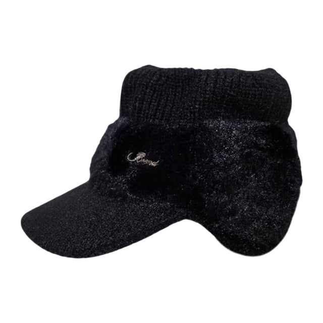 Gorro con cálido para invierno, gorro con para mantener el calor, gorro de moño alto informal y versátil para mujer, Negro