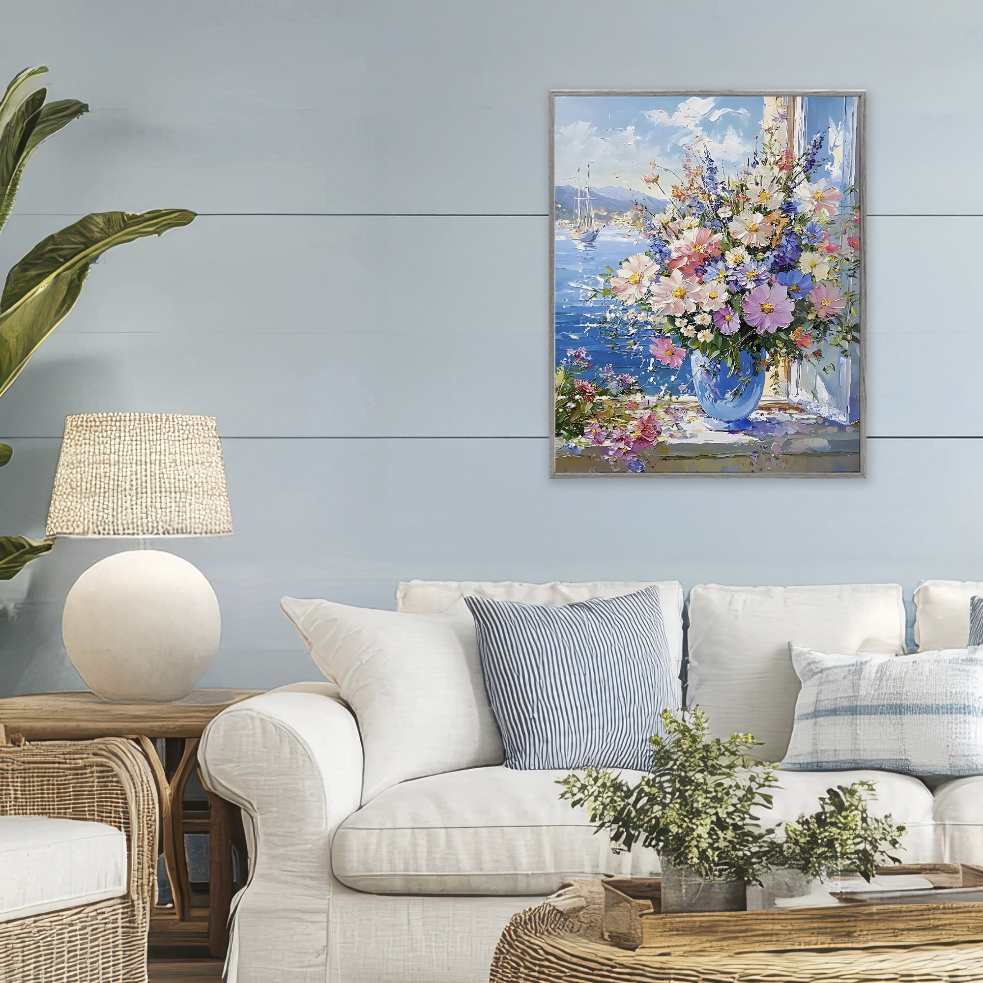 Stupell Industries Beautiful Bouquet on Ledge Gray Framed Giclee Art, design by Creative Studio