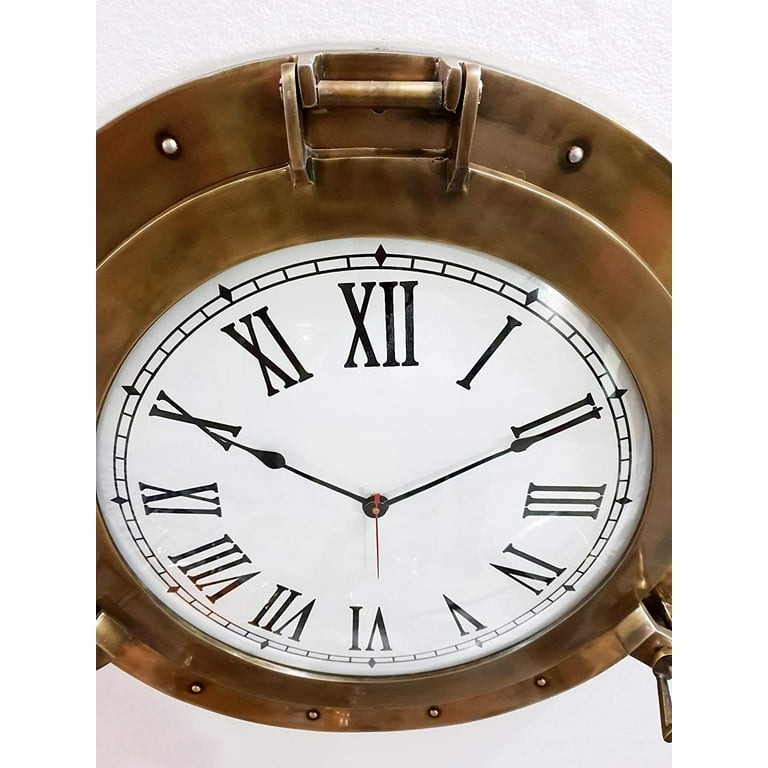 Antique Marine Brass Ship Porthole Clock Nautical Wall Clock Home