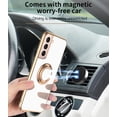 thumbnail image 3 of for Samsung Galaxy S23 FE 5G Case, with 2 Screen Protector, Built-in 360° Ring Holder Magnetic Stand, Luxury Electroplated Plating Edge Shockproof Protective Phone Cover, White, 3 of 11