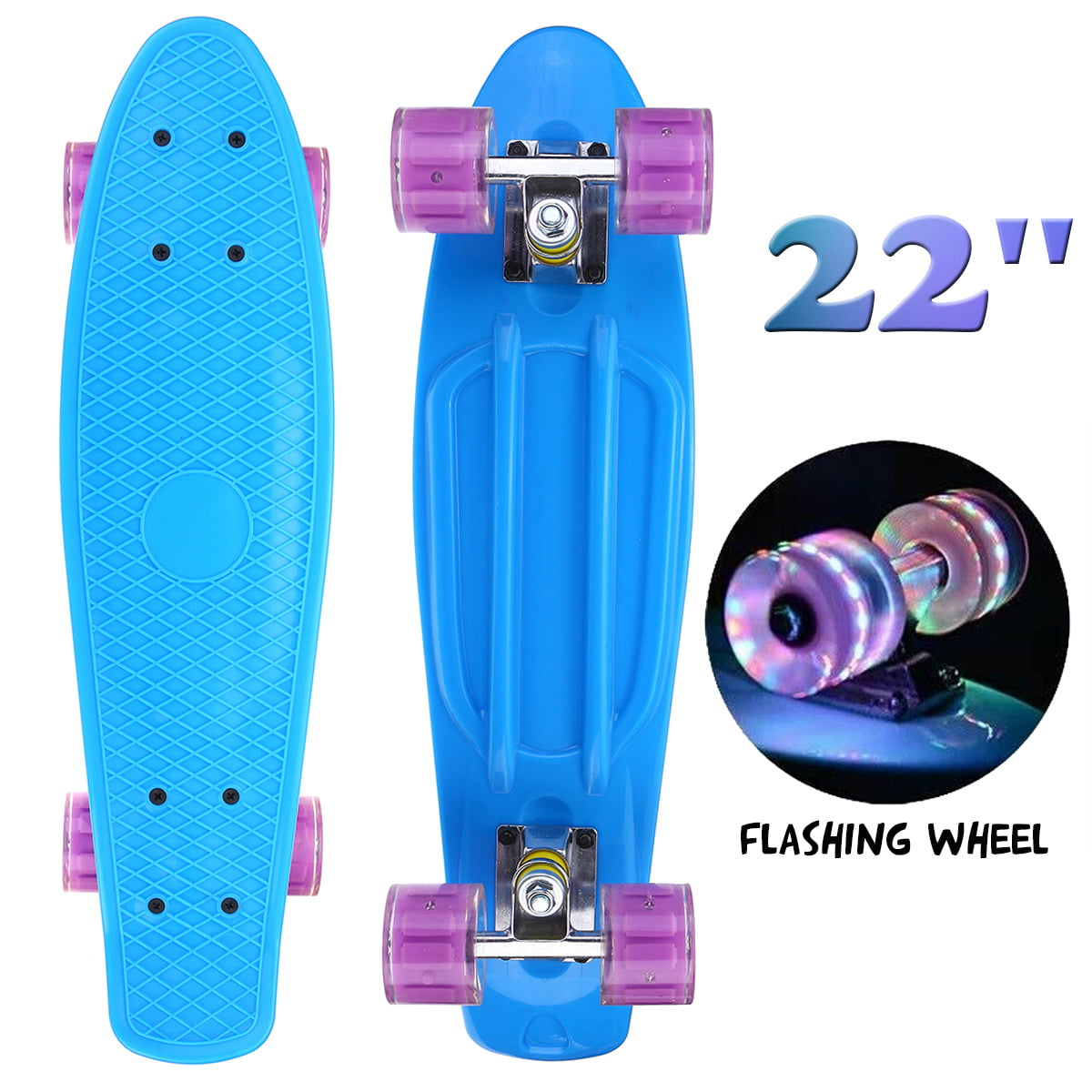 Complete 22 inch Skateboard Plastic Mini Retro Style Cruiser 