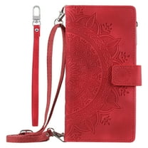 Galaxy A53 5G Case, Samsung Galaxy A53 Wallet Case with Crossbody Shoulder Strap, Dteck Embossed PU Leather Folio Case Stand with 8 Card Slots Zipper Purse for Samsung Galaxy A53 5G, Red