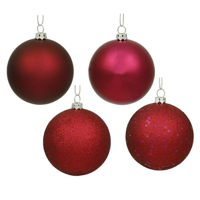 Wine 4 Finish Assorted Drilled Ball Ornament, 6 in. - 4 per Bag