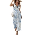 thumbnail image 2 of Chinoiserie Toile Blue Flowers And Birds Dress Summer Street Style Bohemia Long Dresses Female Sleeveless Printed Maxi Dress, 2 of 9