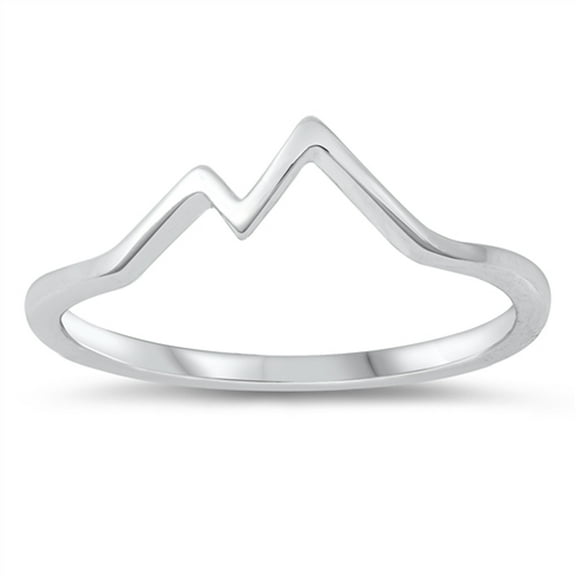 Classic Minimalist Mountain Travel Ring .925 Sterling Silver Band Jewelry Female Male Unisex Size 9