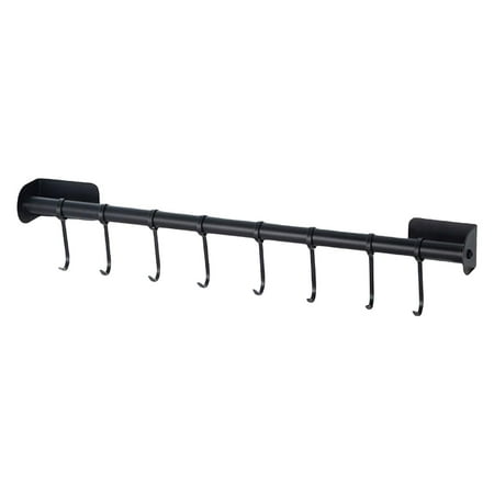

with 8 Hooks Clothes Hangers Utensil Hooks Organizer Mounted Multifunctional for Wall Bathroom Hat 50cm×10cm black