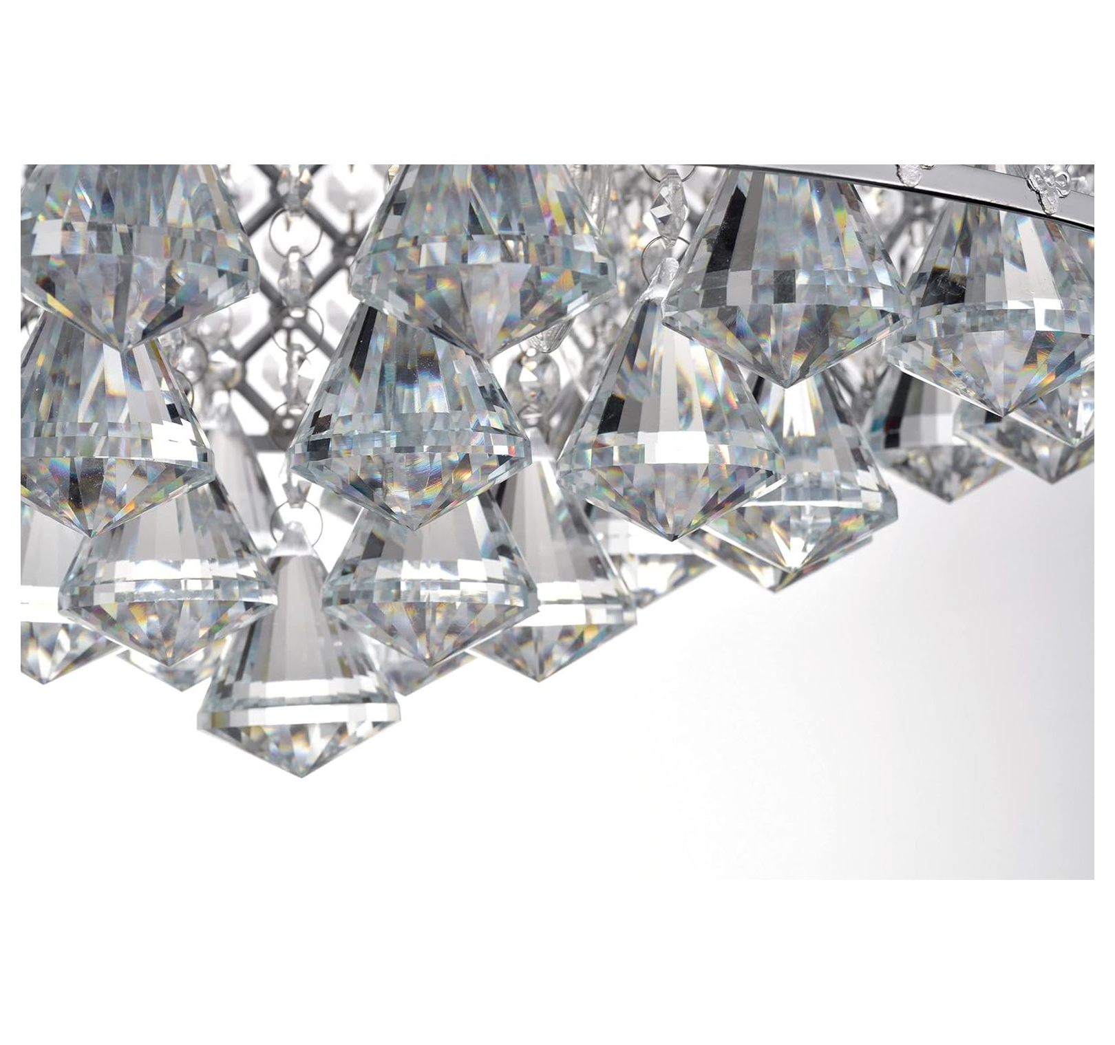 Marya 4-Light Finish Round Metal Shade Crystal Chandelier Semi-Flush Mount Ceiling Fixture for Bedroom, Hallway, Closet, Entryway, Stairs