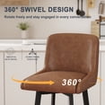 thumbnail image 4 of MultiHaven 26.1-Inch Bar Stools Set of 2,Swivel Counter Height Bar Stool with Back & Metal Legs,PU Leather Island Chairs Suitable for Kitchen,Bar,Cafe - Brown, 4 of 10