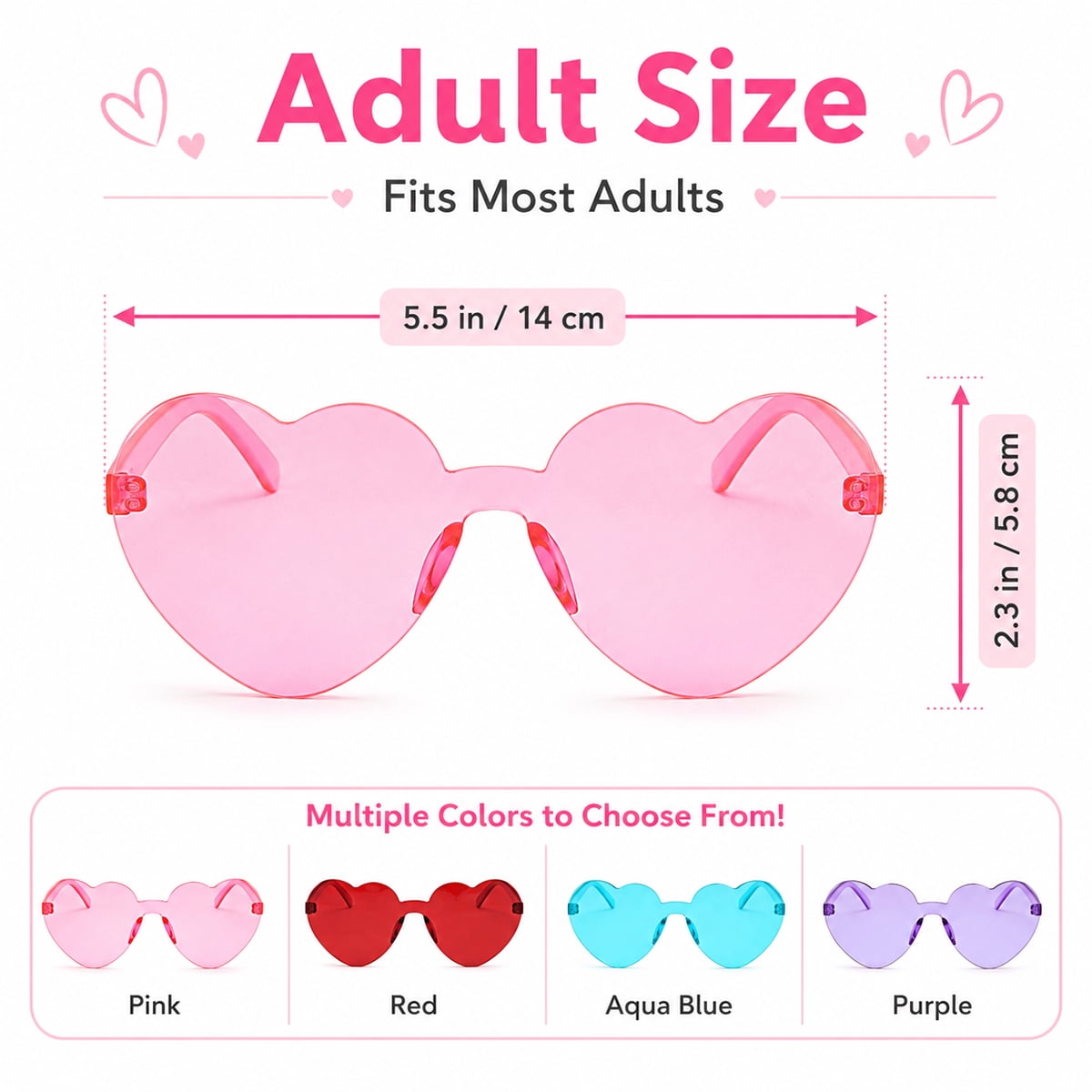 Heart Glasses for Women Valentine Party Glasses Fun Trendy Heart Shaped Glasses for Birthday Wedding Bachelorette Party Favor Mixed Color 12PCS