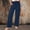Dark Blue, variant on Juslio Women Pants Comfortable Loose Elastic Waist Linen High Waist with Pockets Drawstring Straight Pants