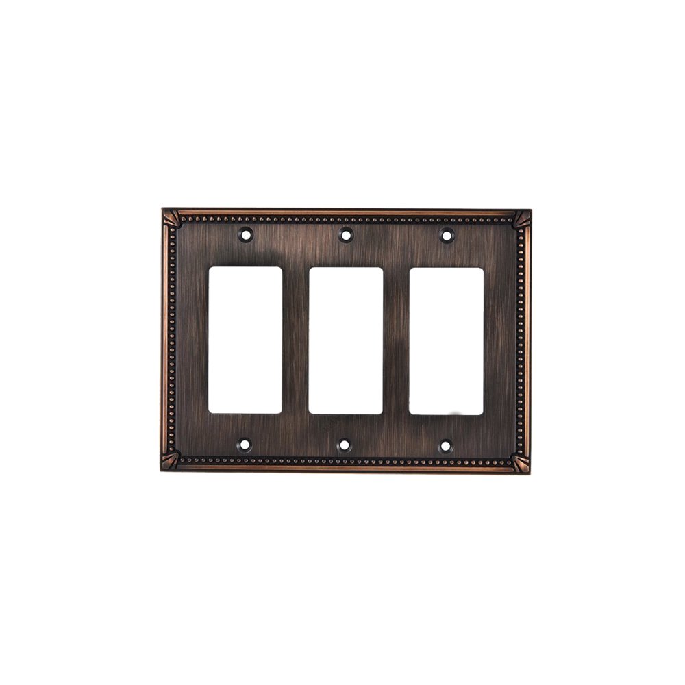 Rok Hardware Traditional Rocker Switch Plate 3 Gang Brushed OilRubbed