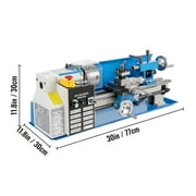 KFFKFF Mini Metal Lathe, 7x14 Benchtop Metal Lathe, with 3-jaw Chuck CNC Mini Lathe Machine, Precision Mini Lathe w/Tool Box Digital Display, 550W Variable Speed 2250RPM Metal Lathe,