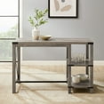 thumbnail image 2 of Walker Edison Modern Rustic Wood and Metal X Kitchen Island, Grey Wash, 2 of 11