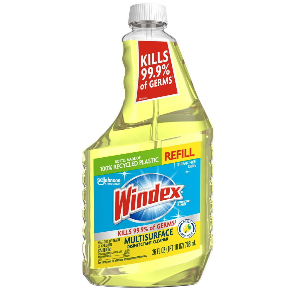 Windex MultiSurface Cleaner and Disinfectant Refill Bottle, Citrus