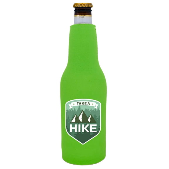 Take A Hike Beer Bottle Coolie (Bright Green)