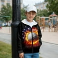thumbnail image 2 of Xoenoiee Golf Fire American Flag Print Hoodies for Teen Boys Long Sleeve Sweatshirts Youth Pullover Sweaters with Pocket Lightweight Fleece Full Zip Joggers Shirt Tunic Tops Novelty Outfits, M, 2 of 7