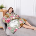 thumbnail image 5 of Oversized Wearable Blanket Hoodie,Pomeranian Dog and Flower Floral Sherpa Blanket Hoodie with Super Pockets,Super Warm Fuzzy Pullover for Women & Men, 5 of 6