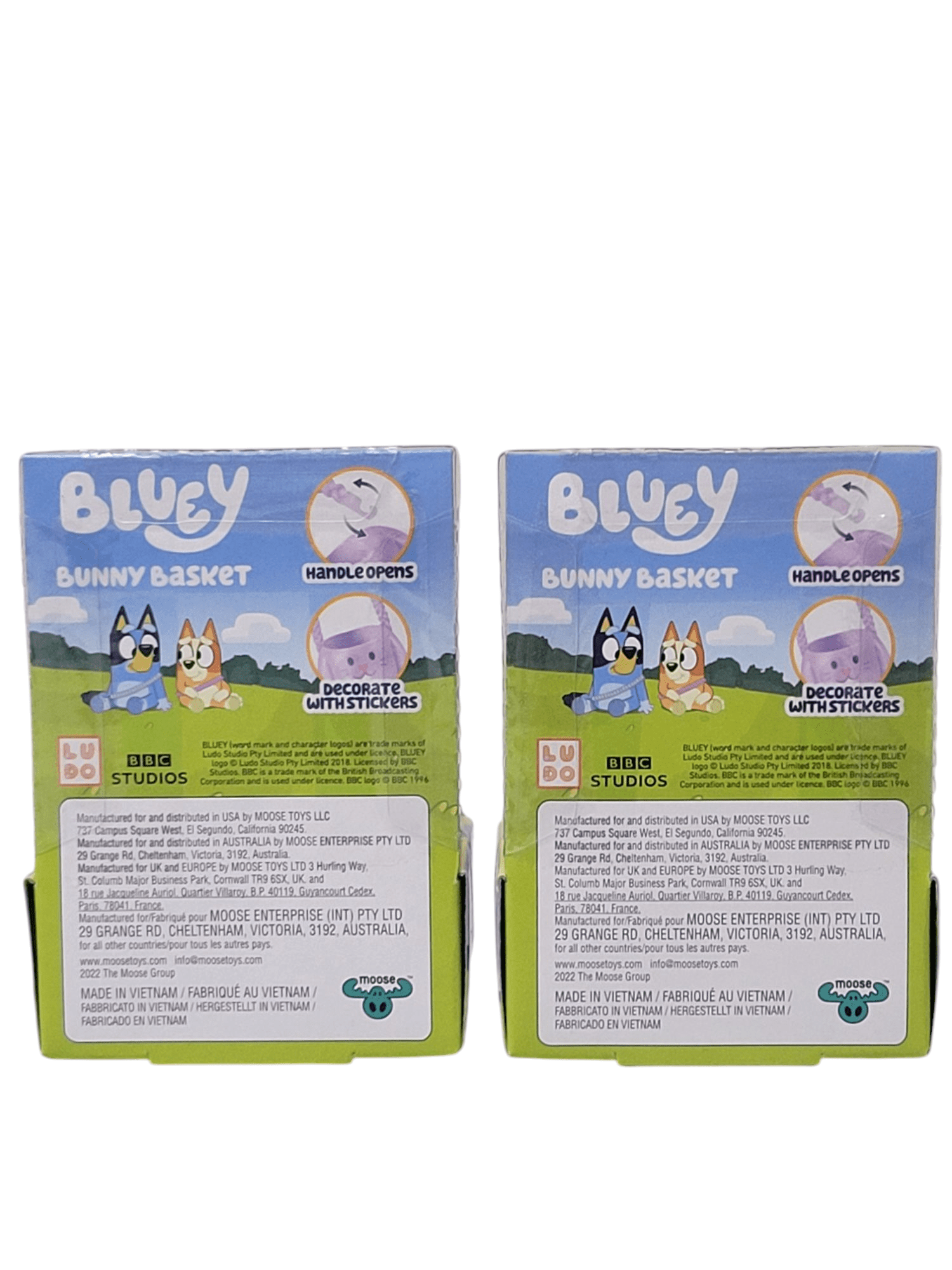 Set of 2 Bluey Bunny Basket Set Bingo in Green Basket and Bluey in Purple Basket