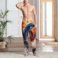 thumbnail image 5 of Vsdgher Sunset Ocean Watercolor Dolphin Print Mens Pajama Pants Sleep & Lounge Pants, PJ Bottoms With elastic waistb and Pockets, 5 of 5