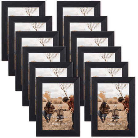 12-Pack 4x6 Black Wall Mount Photo Frames for Gallery or Tabletop