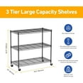 thumbnail image 7 of Cotiro 3-Tier Adjustable Storage Shelving Unit, Heavy Duty Wire Rack with Wheels and Adjustable Feet for Pantry, Garage, Baker's Rack Kitchen Rack (450 lbs/rack), Black, 7 of 7