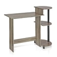 thumbnail image 3 of Pemberly Row Wood Compact Computer Desk with Shelves in French Oak Gray/Black, 3 of 5