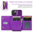 thumbnail image 5 of Allytech Glitter PU Leather Case for iPhone 15 Plus, Detachable Magnetic 2 in 1 Wallet Kickstand Case with Zipper Pocket & Card Holder, Shockproof Anti-Scratch Protective Case - Purple, 5 of 11