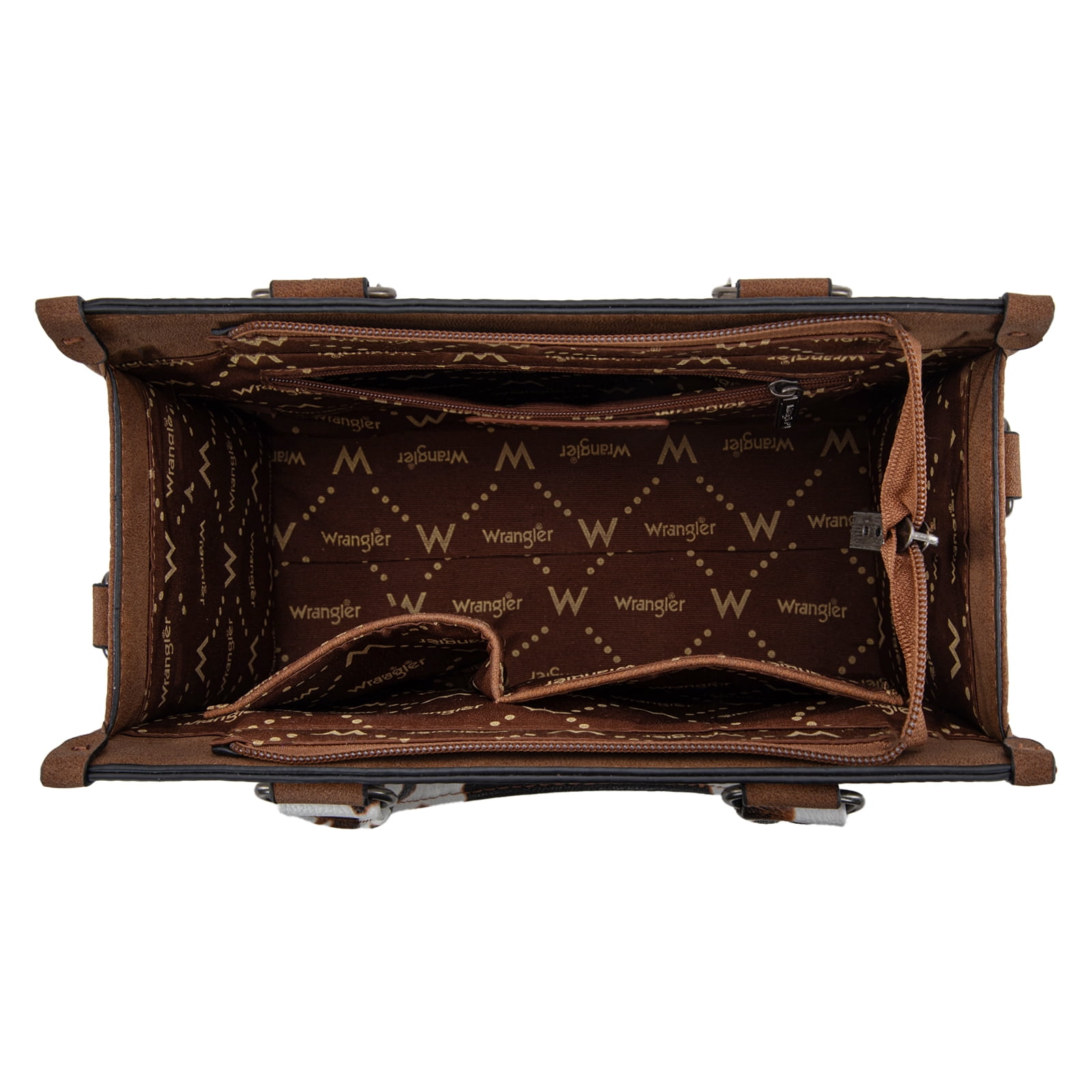 Wrangler Tote Bag for Women Western Retro Purse Top Handle Handbags with Aztec Strap, Cow-Brown