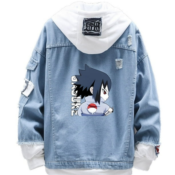 Chaqueta vaquera estilo casual Uchiha Sasuke con impresión digital