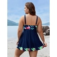 thumbnail image 3 of Neewe Plus Size Tankini Swimsuits for Women Tummy Control Two Piece Modest Bathing Suits Floral Skirt Top with Boyshorts, 3 of 4