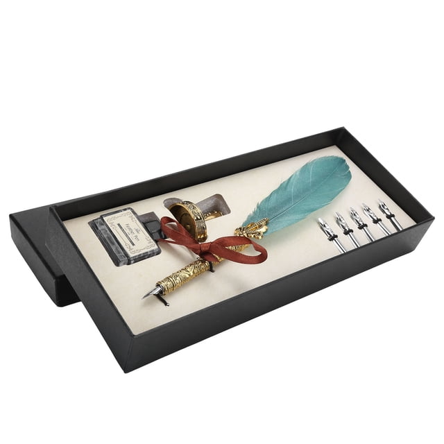 Dip Ink Pen,Feather Pen with Carving Feather Pen Gift Calligraphic Pen Maximized Efficiency