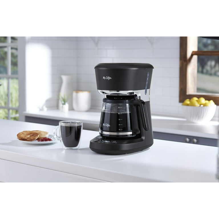 Mr. Coffee 12 Cup Programmable Coffee Maker with Dishwashable Design,  Black/Chrome 