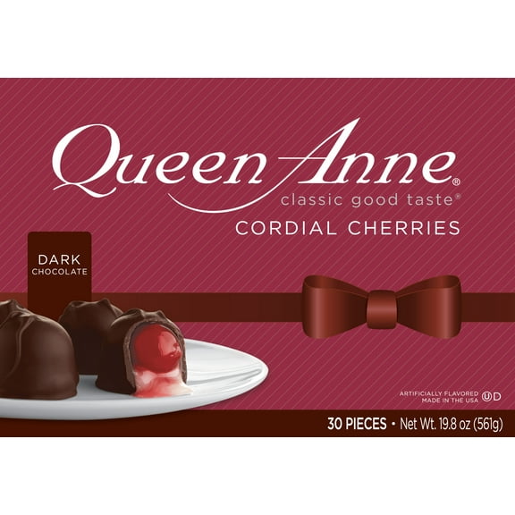 Queen Anne Dark Chocolate Cordial Cherries, 19.8 ounce Box, 30 Pieces