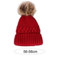thumbnail image 6 of Pnellth Wool Knitted Hat Thick Fur Ball Decoration Keep Warmer Solid Color Winter Casual Women Skiing Beanies for Daily Wear, 6 of 7