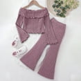thumbnail image 2 of Outfit for Girls 12-14 Girls One Shoulder Fashion Long Sleeved Top Micro Casual Pants Solid Color Suit Light , 140, 2 of 9
